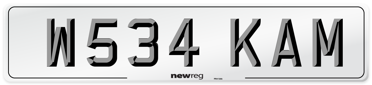 W534 KAM Number Plate from New Reg